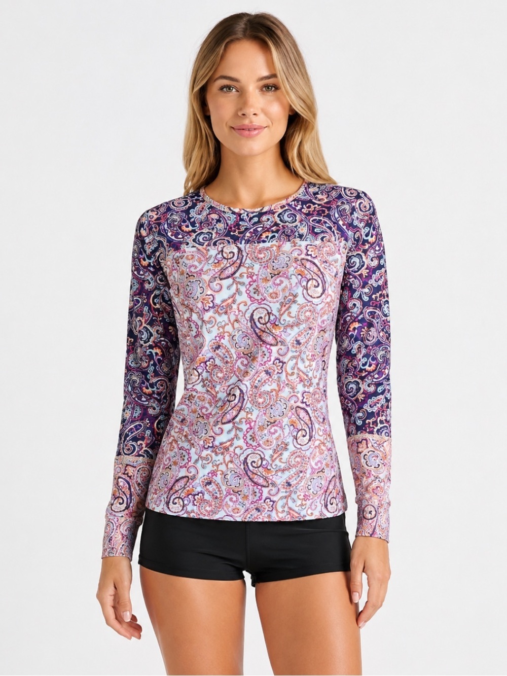 LANDSEND Wm PLUS Size UPF 50 Long Sleeve Relaxed Rash Guard Tee